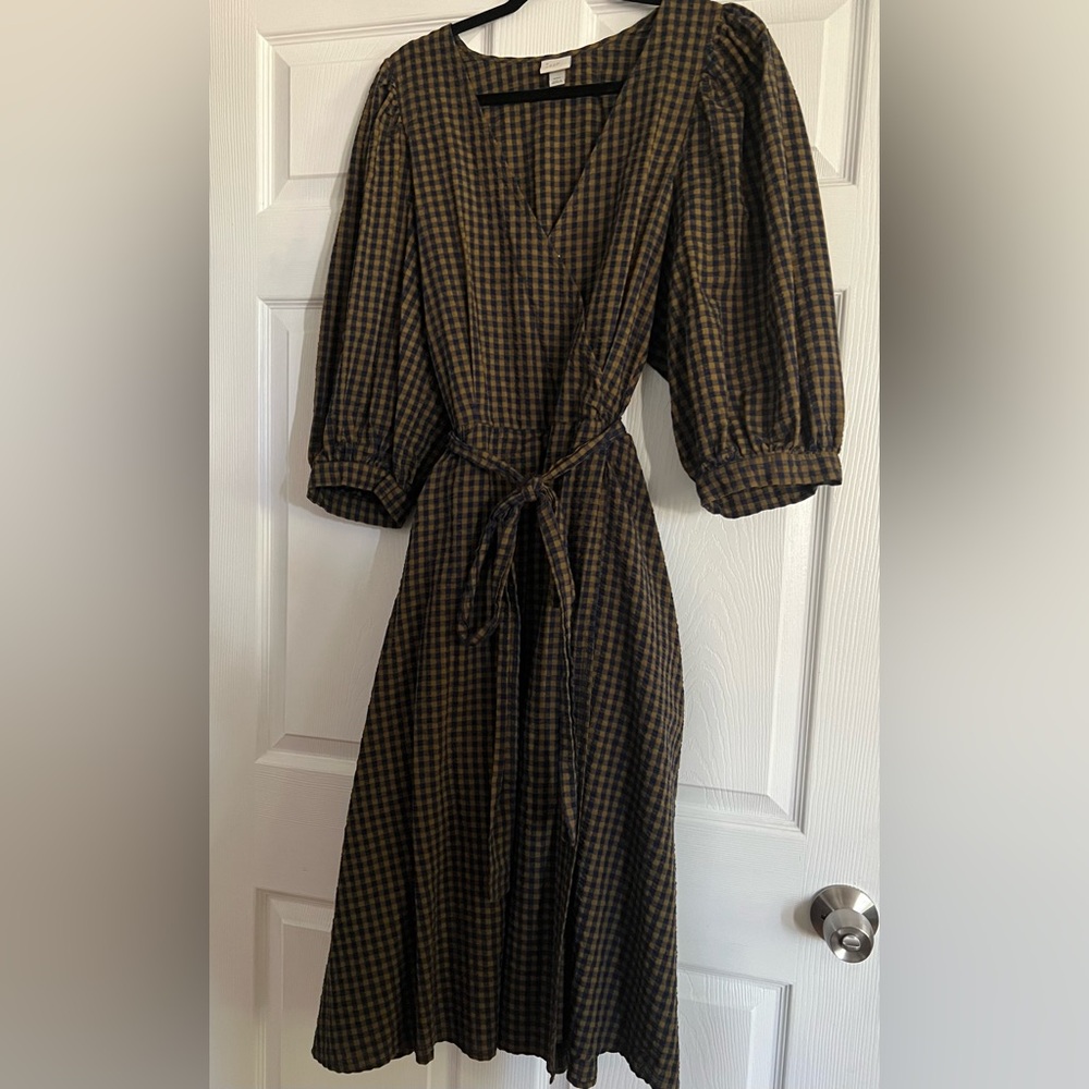 a new day Brown and Black Checked Midi Wrap Dress